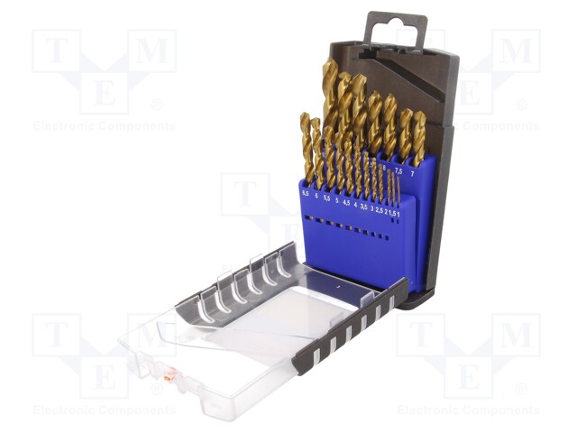 Tool accessories: drill set; Application: metal; Pcs: 19; Mat: HSS