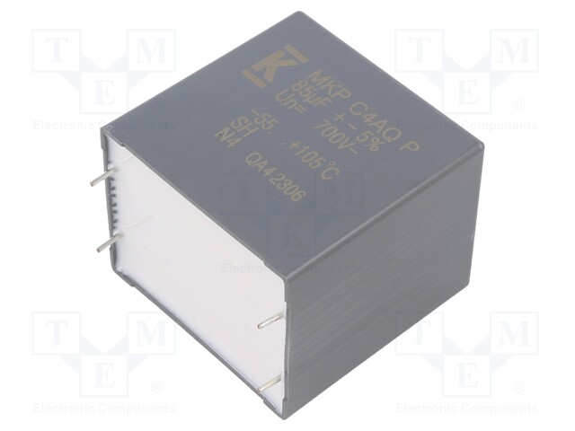 Capacitor: polypropylene; DC-Link; 85uF; ESR: 2.8mΩ; THT; ±5%; 35.8A