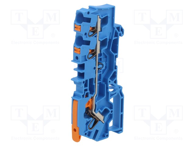 Splice terminal: rail; 0.5÷6mm2; ways: 1; terminals: 3; blue; 2104