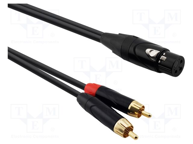 Cable; Jack 3.5mm plug,RCA plug x2; 2m; black; PVC