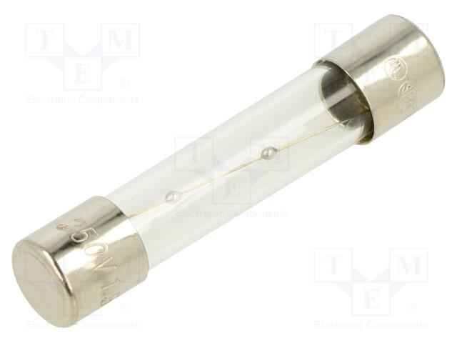 Fuse: fuse; 1.5A; 250VAC; glass; 6.35x31.8mm; brass; nickel plated