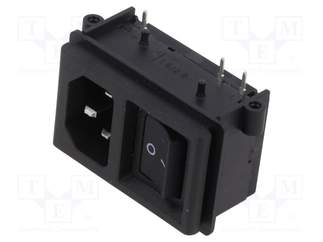 Un-Filtered IEC Power Entry Module, IEC C14, General Purpose, 15 A, 250 VAC, 2-Pole Switch