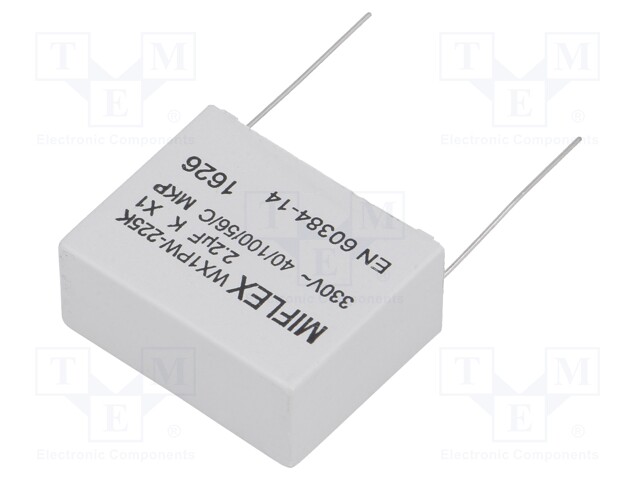 Capacitor: polypropylene; X1; 2.2uF; 330VAC; ±10%; THT
