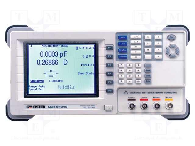 LCR meter; LCD 3,2" (320x240); 0,01m÷100MΩ; 0,01p÷1000mF; 5kg
