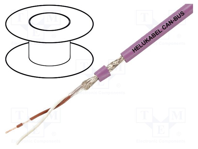 Wire; CAN bus; 1x2x0,22mm2; stranded; Cu; tinned copper braid; PVC