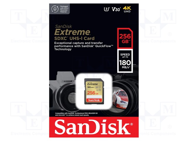 Memory card; Extreme; SDXC; 256GB; R: 180MB/s; W: 130MB/s
