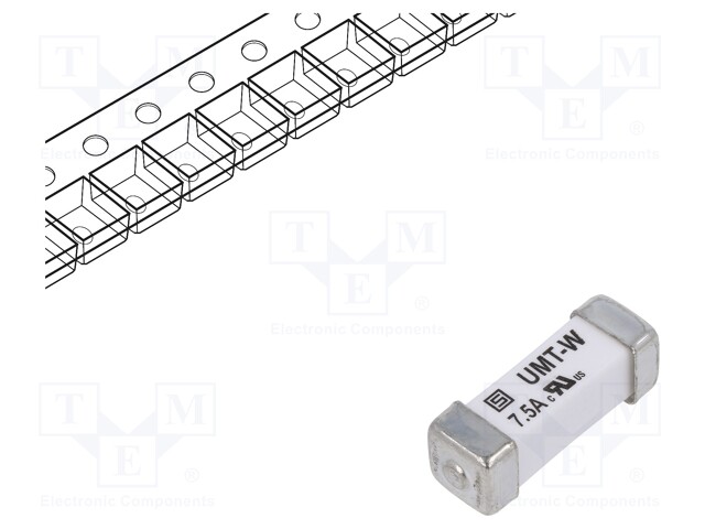 Fuse, Surface Mount, 7.5 A, UMT-W Series, 125 V, 125 V, Time Delay, SMD