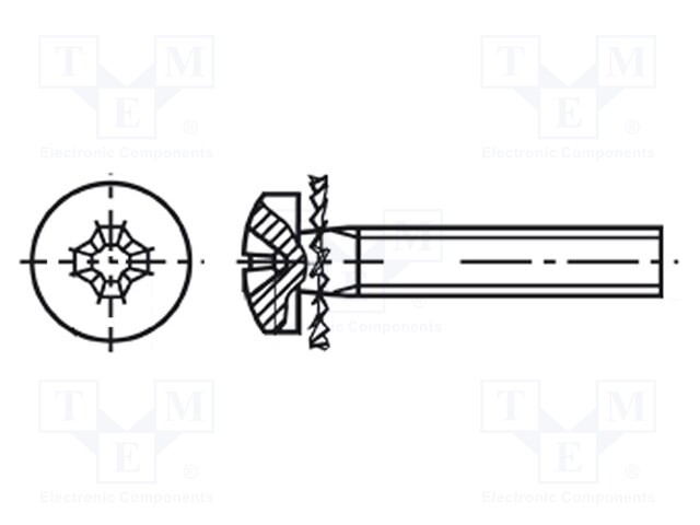 Screw; M3x6; Head: cheese head; Phillips; steel; zinc; PH1