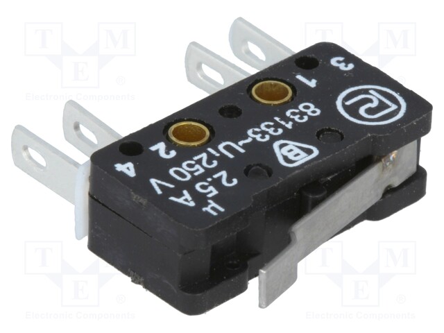 Microswitch SNAP ACTION; with lever; SPST-NO + SPST-NC; ON-(ON)