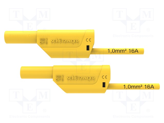 Test lead; 16A; banana plug 4mm,both sides; Urated: 1kV; Len: 1m