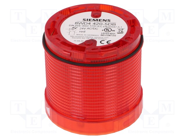 Signaller: lighting; LED; red; Usup: 24VDC; Usup: 24VAC; IP65
