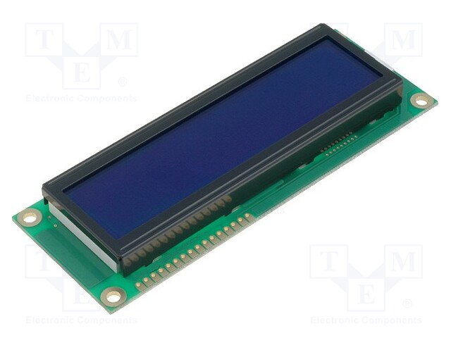 Display: LCD; alphanumeric; STN Negative; 16x2; blue; LED; PIN: 16