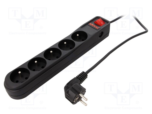 Plug socket strip: protective; Sockets: 5; 250VAC; 10A