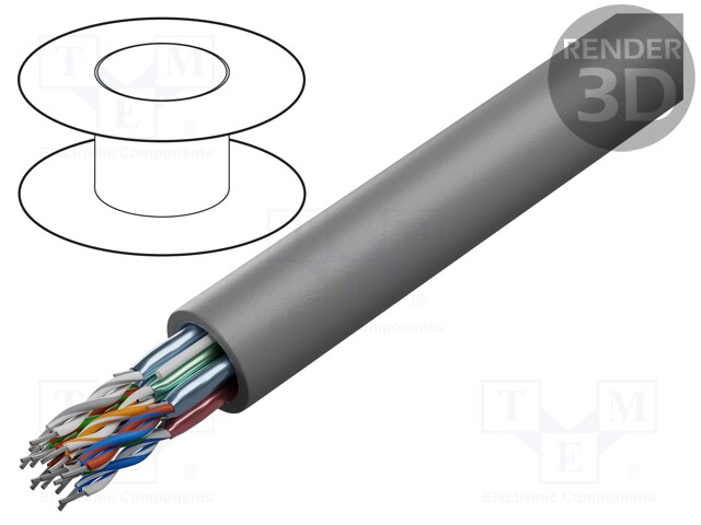 Wire; RS232,RS422; 6x2x24AWG; stranded; Cu; PVDF; grey; 305m; 300V