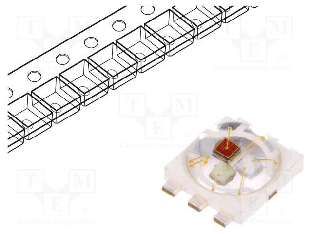 Power LED; RGB; Pmax: 1W; 140°; 4x4x1.85mm; Case: PLCC6; SMD; 23÷36lm