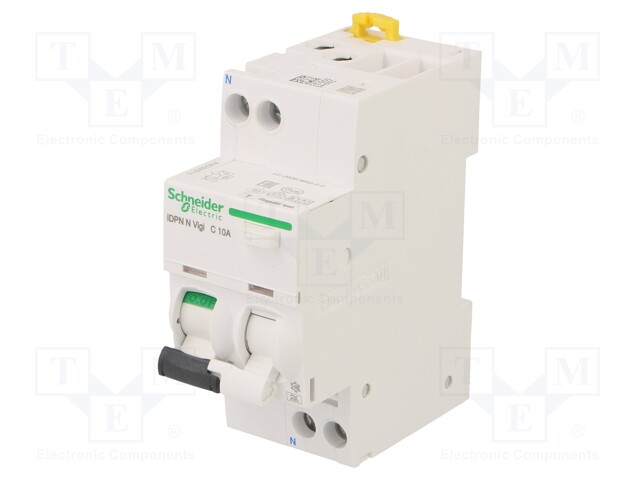 RCBO breaker; Inom: 10A; Ires: 30mA; Max surge current: 250A; DIN