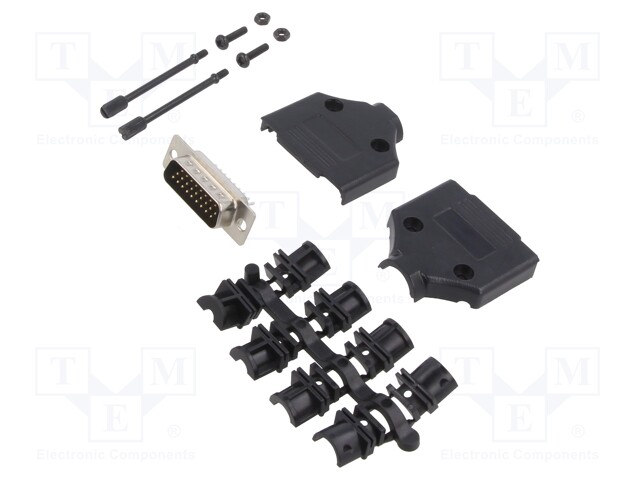 D-Sub HD; PIN: 26; plug; male; for cable; straight; soldering