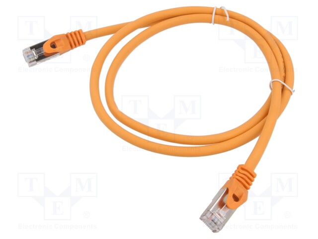 Patch cord; S/FTP; 6a; solid; Cu; LSZH; orange; 0.5m; 27AWG