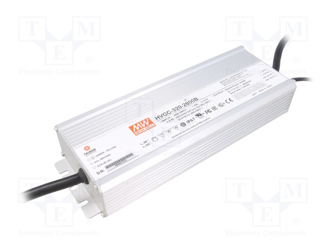Power supply: switched-mode; LED; 320W; 57÷114.3VDC; 2800mA; IP67