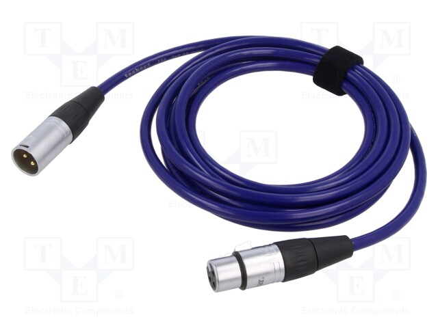 Cable; XLR male 3pin,XLR female 3pin; 9m; blue; 0.25mm2; Cores: 2
