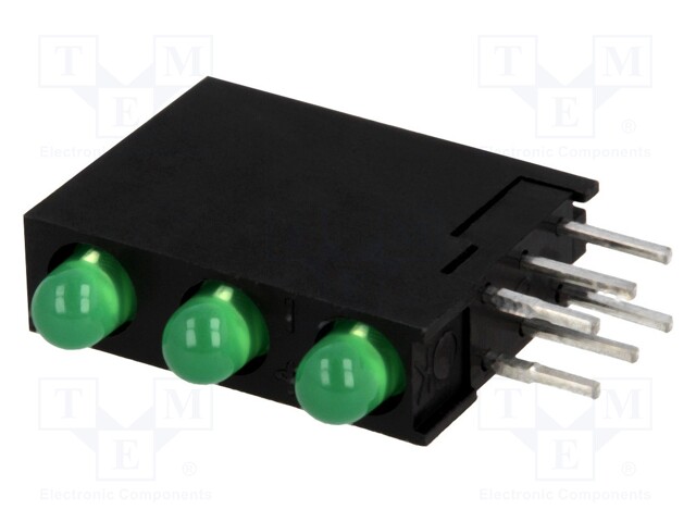 LED; in housing; green; 3mm; No.of diodes: 3; 20mA; 60°; 2÷2.5V