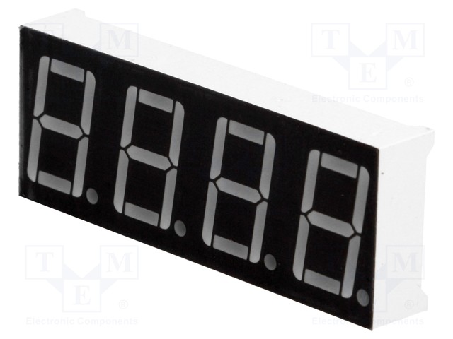 Display: LED; 7-segment; 14.2mm; 0.56"; No.char: 4; green; 3÷6mcd