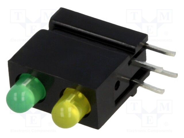 LED; in housing; green,yellow; 3mm; No.of diodes: 2; 20mA