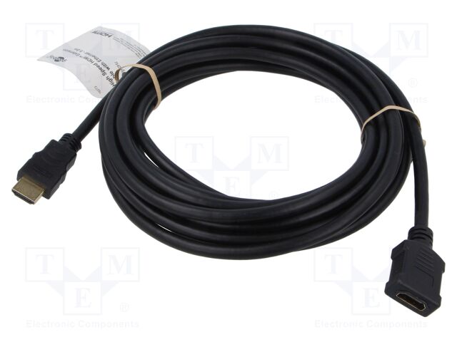Cable; HDMI socket,HDMI plug; PVC; 5m; black; HDCP 2.2,HDMI 2.1