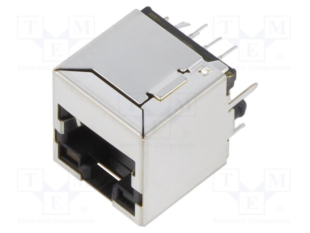 Socket; RJ45; PIN: 8; shielded,with LED; Layout: 8p8c; THT; straight