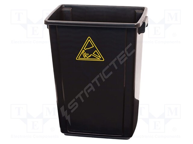 Waste bin; ESD; 460x310x600mm; 60l; Mat: polypropylene; black