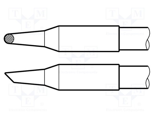 Tip; conical sloped; 2mm; longlife