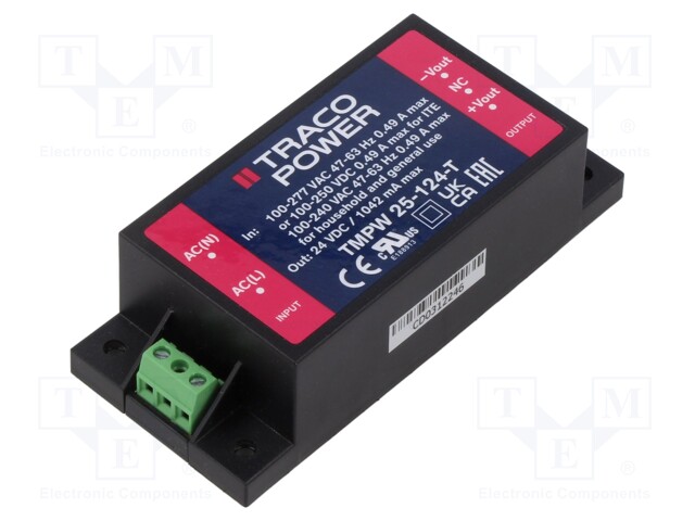Power supply: switched-mode; for building in; 25W; 24VDC; 1072mA