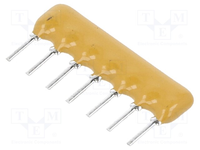 Fixed Network Resistor, 10 kohm, 4600X Series, 6 Elements, Bussed, SIP, 7 Pins