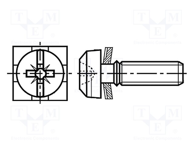 Screw; M4x8; Head: cheese head; Pozidriv,slotted; steel; zinc