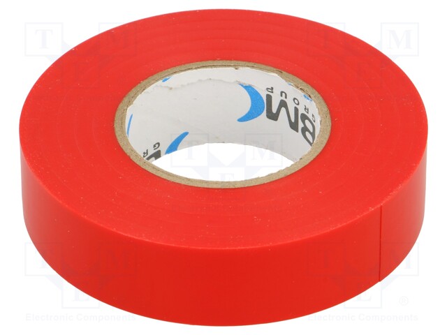 Tape: electrical insulating; W: 19mm; L: 25m; Thk: 0.15mm; red; 200%