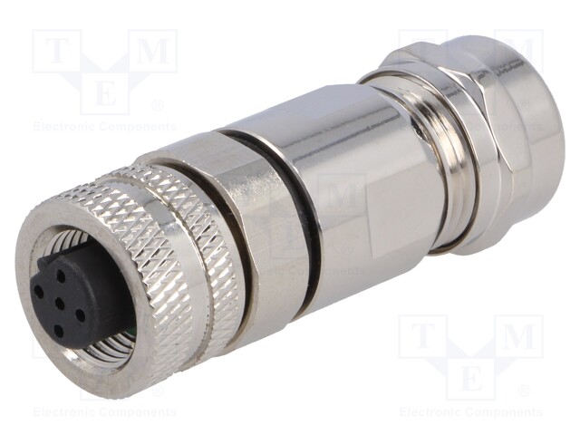 Plug; M12; PIN: 5; female; B code-Profibus; for cable; soldered
