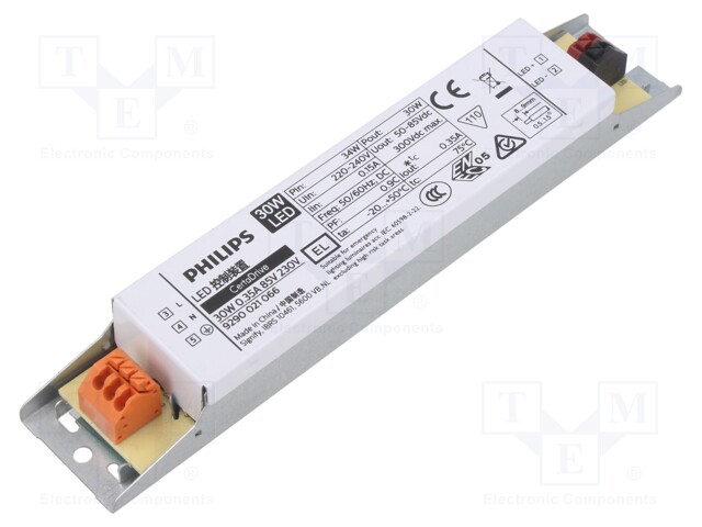 Power supply: switched-mode; LED; 30W; 50÷85VDC; 350mA; 220÷240VAC