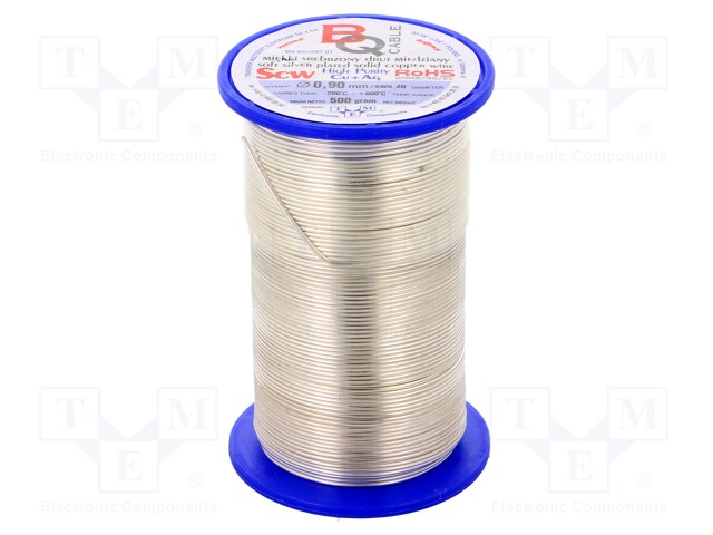 Silver plated copper wires; 0.9mm; 500g; 88m; -200÷800°C