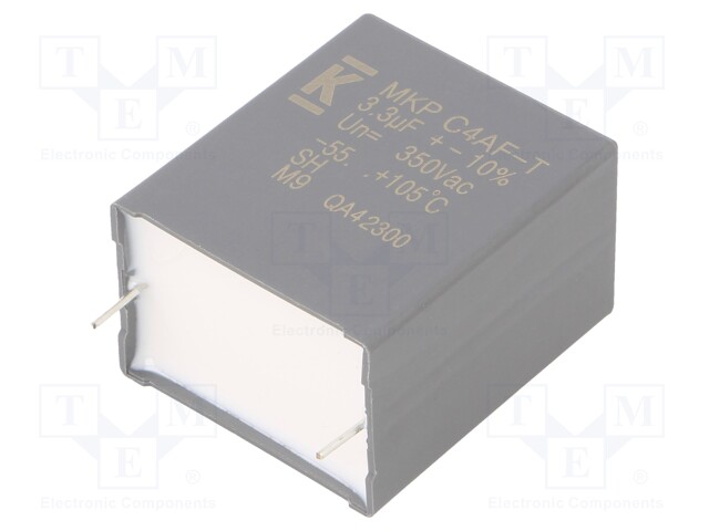 AC Film Capacitor, 3.3 µF, 350 VAC, Metallized PP, ± 10%, C4AF Series, Radial Box