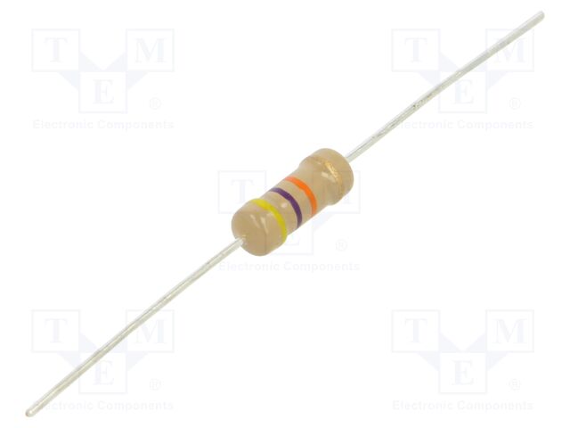 Resistor: carbon film; THT; 47kΩ; 1W; ±5%; Ø5x12mm; axial