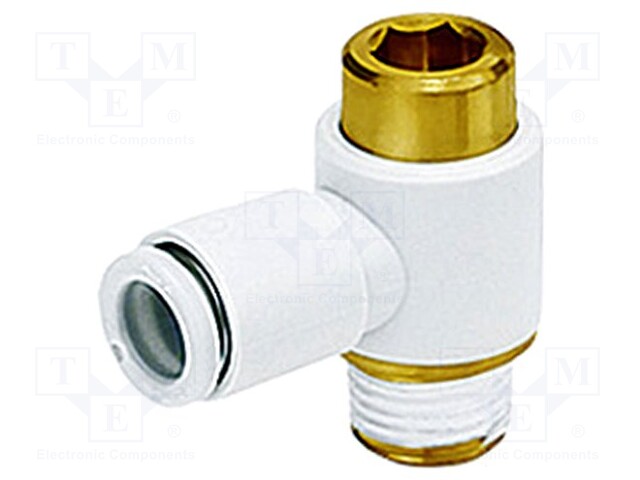 Push-in fitting; threaded,angled 90°; R 3/8"; outside; -1÷10bar