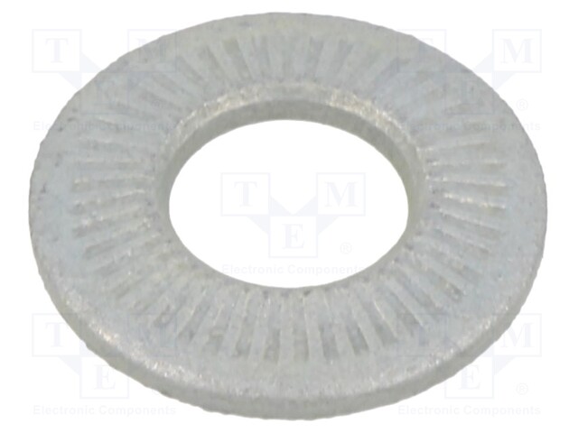 Washer; internally serrated; M8; D=18mm; h=2.35mm; spring steel