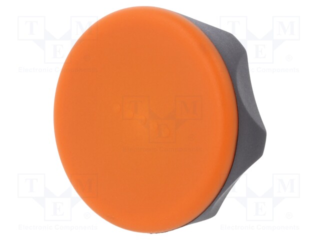 Knob; Dia: 70mm; H: 35mm; technopolymer (PA); black; Cap: orange