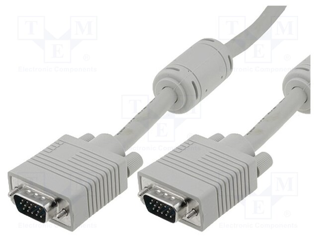 Cable; D-Sub 15pin HD plug,both sides; grey; 10m