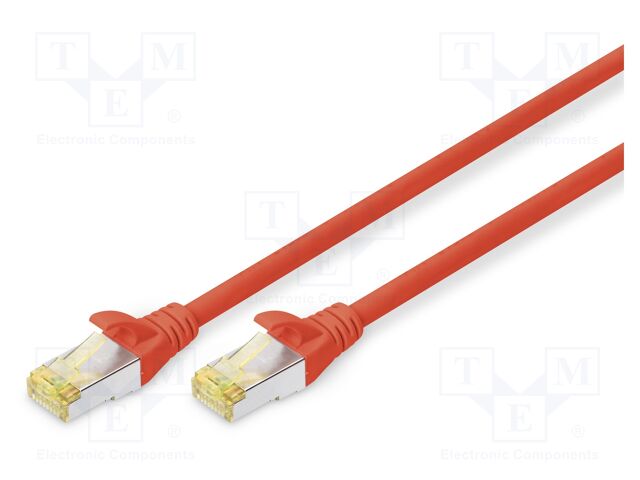 Patch cord; S/FTP; 6a; stranded; Cu; LSZH; red; 0.7m; 26AWG