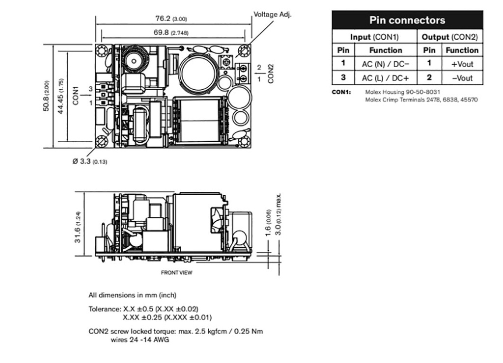 Power supply: switched-mode; open; 180W; 120÷370VDC; 85÷264VAC