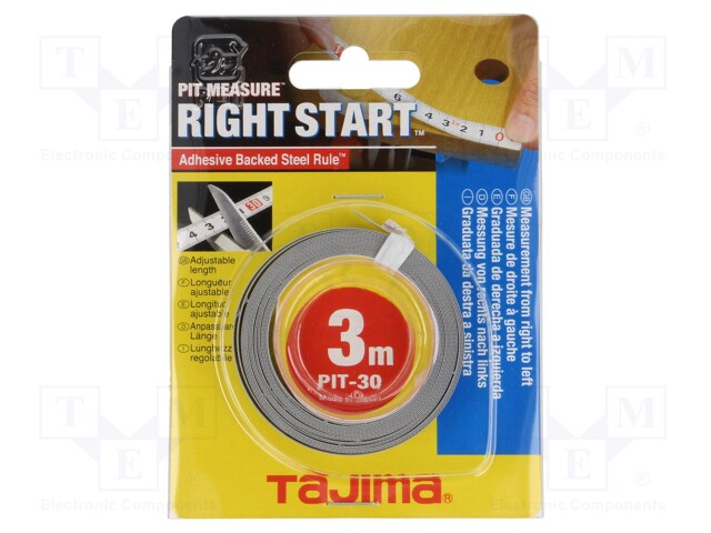 Ruler; L: 3m; Width: 13mm; flexible,self-adhesive