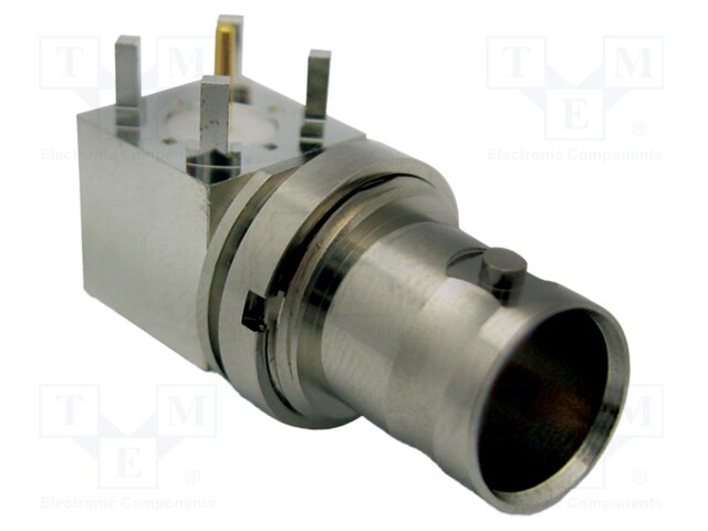 Socket; BNC; female; non-insulated; angled 90°; 75Ω; THT; on PCBs