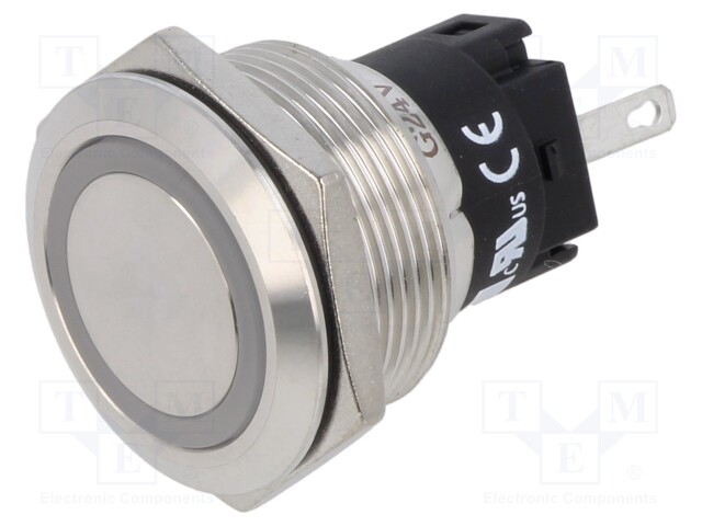 Indicator: LED; flat; green; 24VDC; 24VAC; Ø22mm; Body: silver