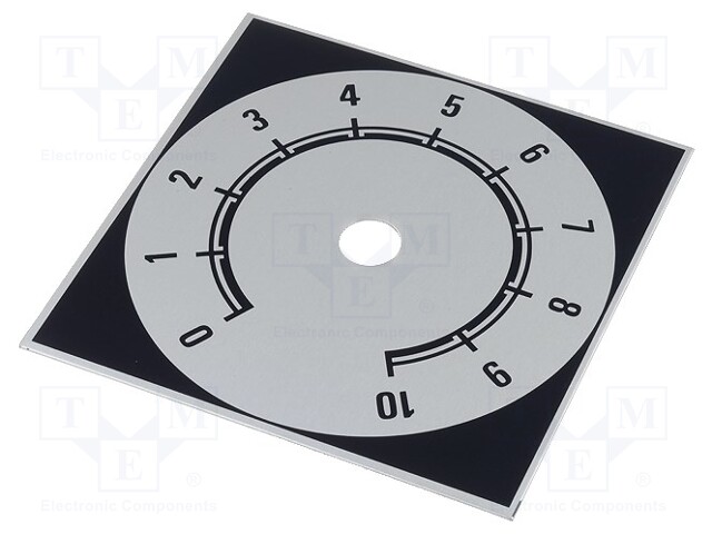 Scale; Range: 0 ÷ 10; 84x84mm; Øhole: 10mm; Mat: aluminium